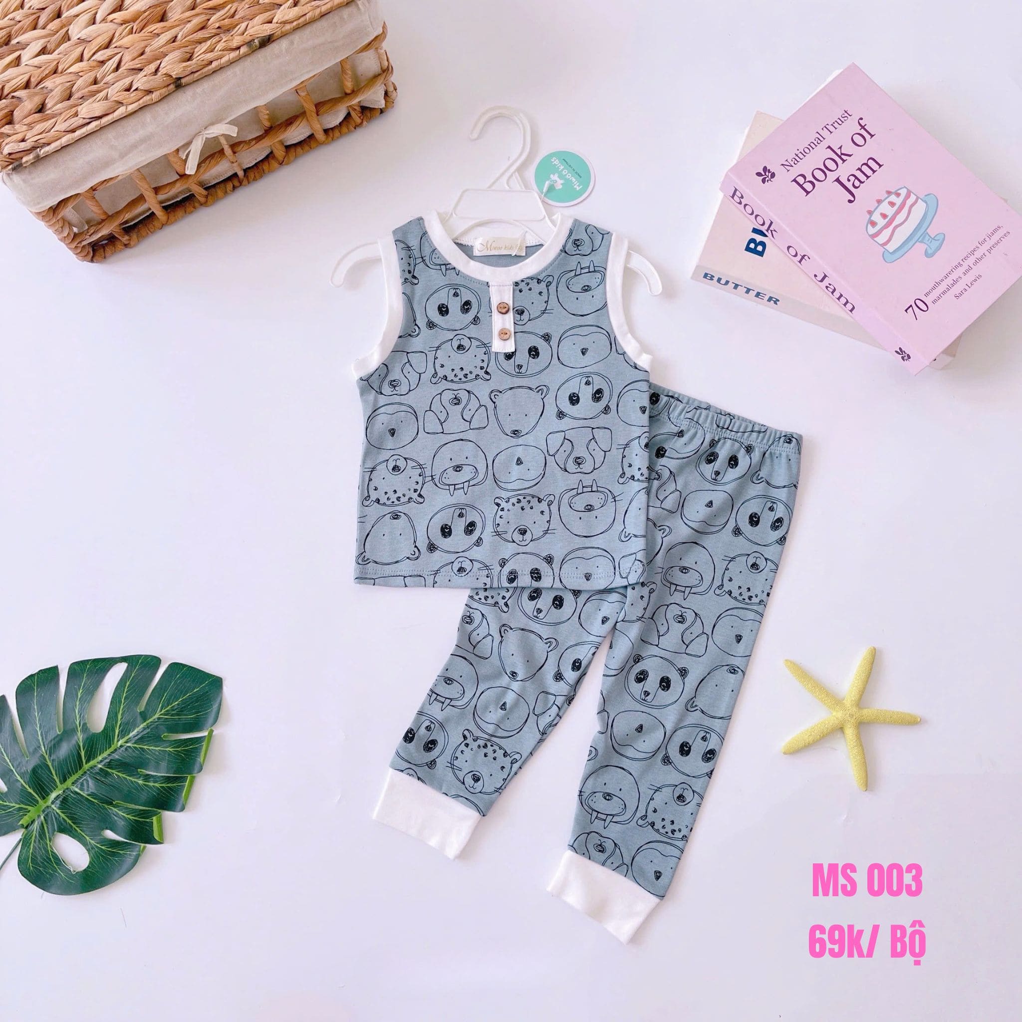 Bộ thun cotton borip cọc tay quần dài