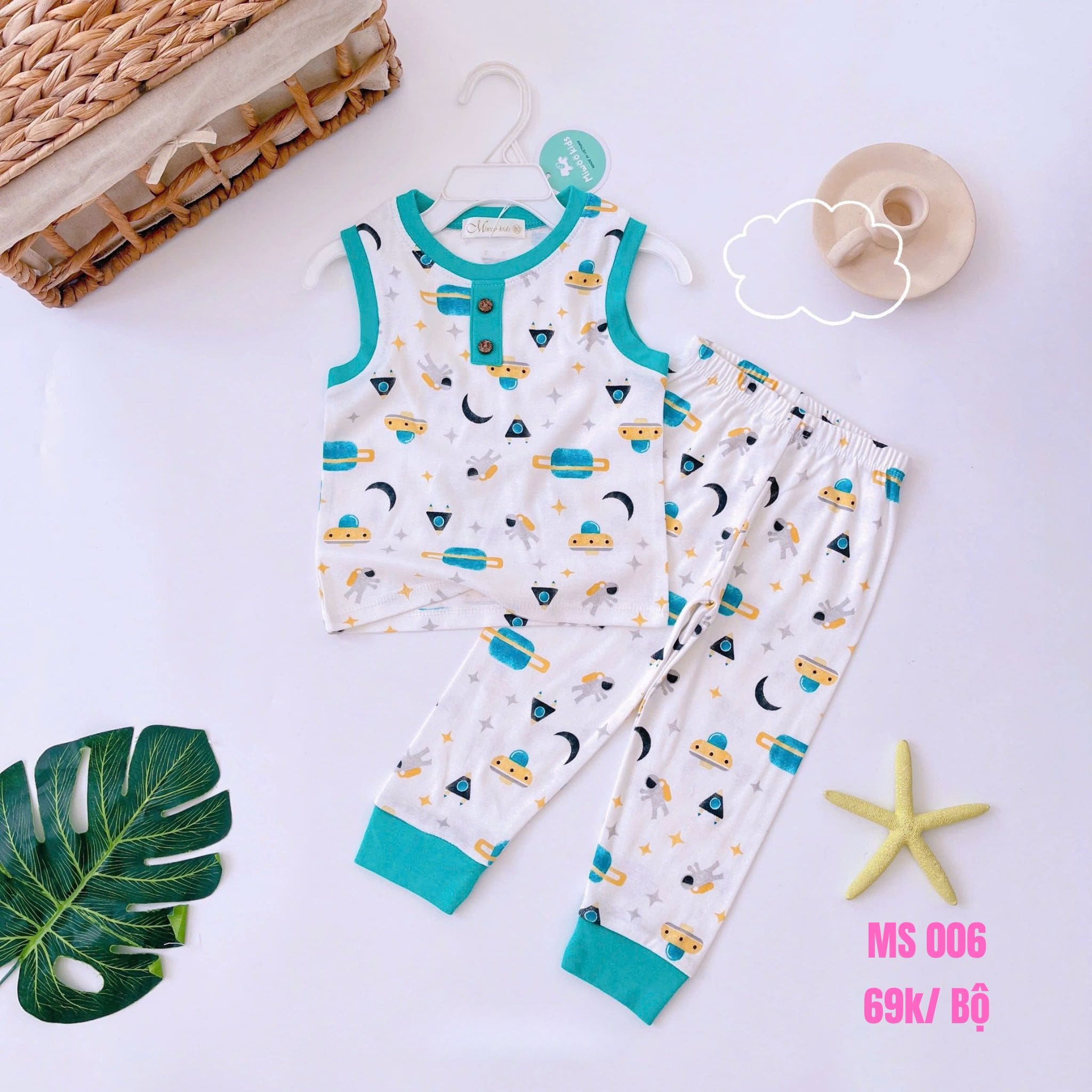 Bộ thun cotton borip cọc tay quần dài